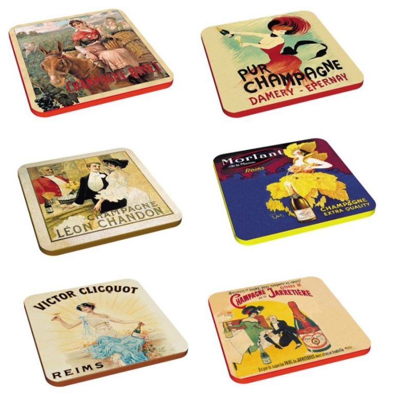Set of 6 Assorted Vintage Coaster - Champagne Edition Clouet